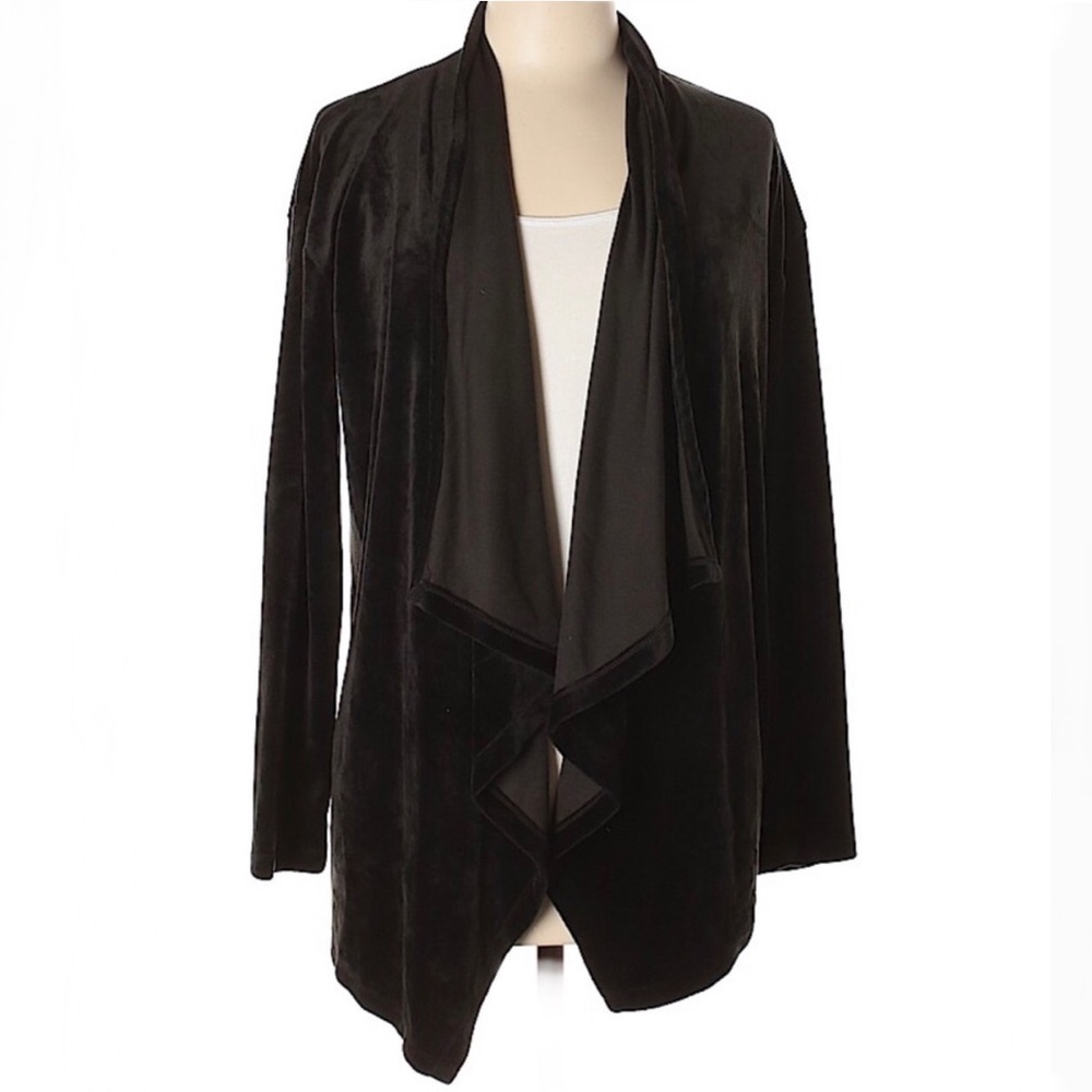 Spring + Mercer black velvet cardigan, size medium